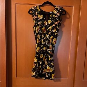 PAIGE Black Dress with Yellow and Pink Floral Design